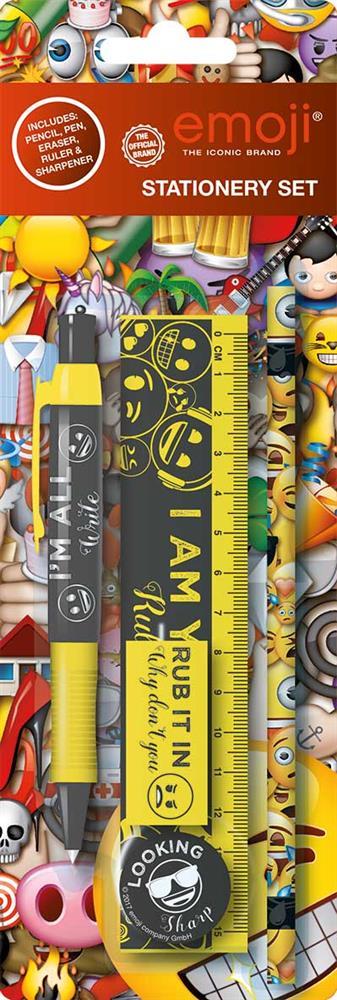 EMOJI STATIONEY SET PENCIL PEN ERASER SHARPNER RULER. EMBST5 \\\KD11558