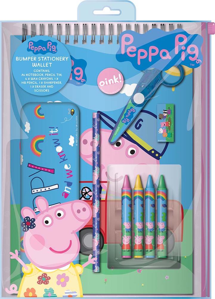 PEPPA PIG BUMPER STATIONERY WALLET A4 NOTEBOOK PEN PENCIL ETC... PEBSW2 \\\KD11560