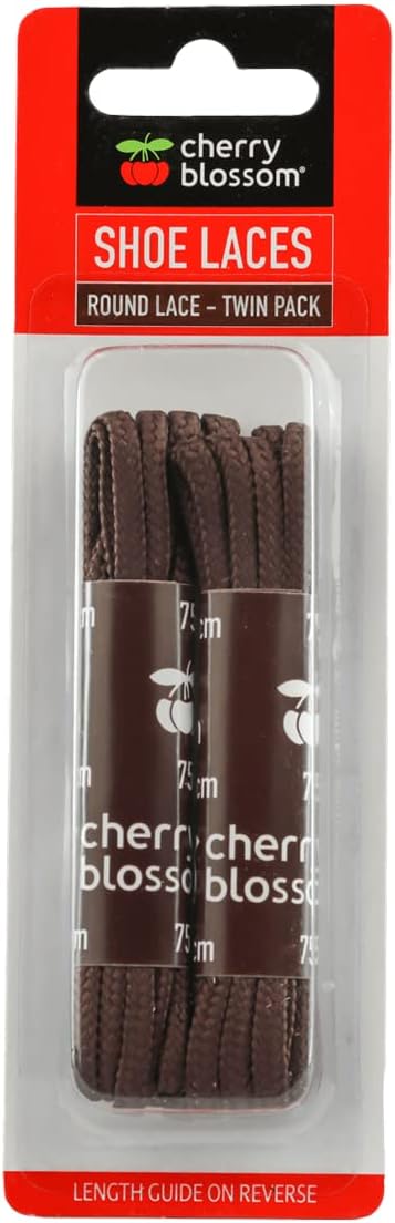 CHERRY BLOSSOM BROWN ROUND SHOE LACE 75CM 2/PK. CB211039 \\\KD11593
