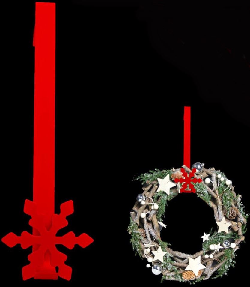 RED SNOW METAL WREATH HANGER RED. 55036 \\\KD11598