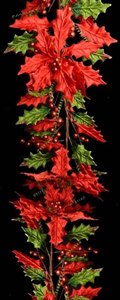 LUXURY VELVET POINSETTIA GARLAND 180CM. 54501 \\\KD11635