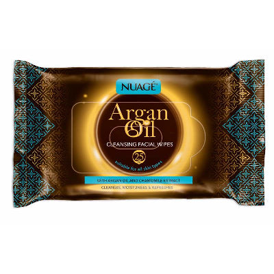NUAGE ARGAN OIL CLEANSING FACIAL WIPES TWIN PACK 25/PK. NUA1041 \\\KD11653