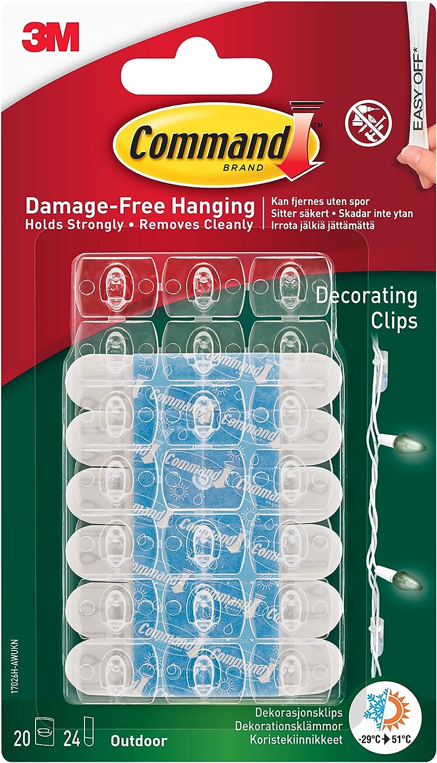 20 COMMAND OUTDOOR DECORATIONG CLIPS CLEAR. 17026H 852792 \\\KD11709