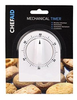 CHEF AID WHITE MECHANICAL TIMER WITH LOUD RING. 10E08117 \\\KD11836