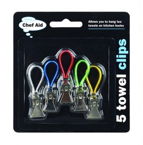 5 CHEF AID KITCHEN / TEA TOWEL CLIPS HOOKS. 10E00999 \\\KD11862