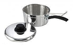 FIRST CHOICE COLLECTION 20CM / 8" POLISHED CHIP PAN WITH LID. P037 \\\KD11925