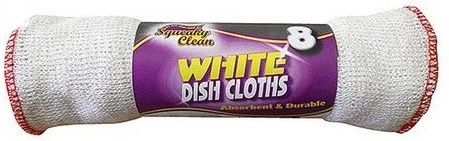 8 SQUEAKY CLEAN WHITE DISHCLOTH. 424.11.8RSQ2 \\\KD11934