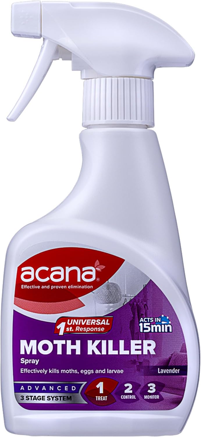 ACANA CARPET & FABRIC MOTH KILLER FRESHENER LAVENDER 275ML SPRAY. ACA082 391658 \\\KD11957