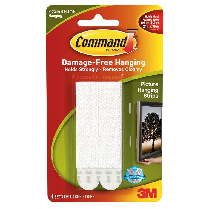 COMMAND LARGE PICTURE HANGING STRIPS 4 PAIRS. 17206 322698 \\\KD11960