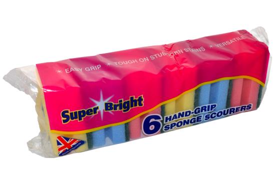 10 X 6/PK SUPER BRIGHT HANDGRIP SPONG SCOURERS \\\KD11988