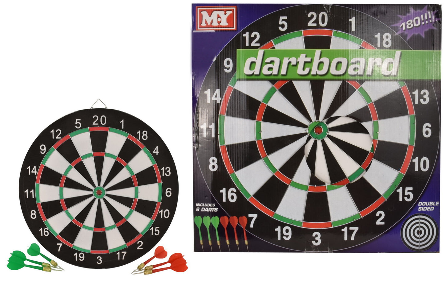 MY 17 INCH / 43CM DART BOARD WITH 6 DARTS. TY9889 \\\KD12091