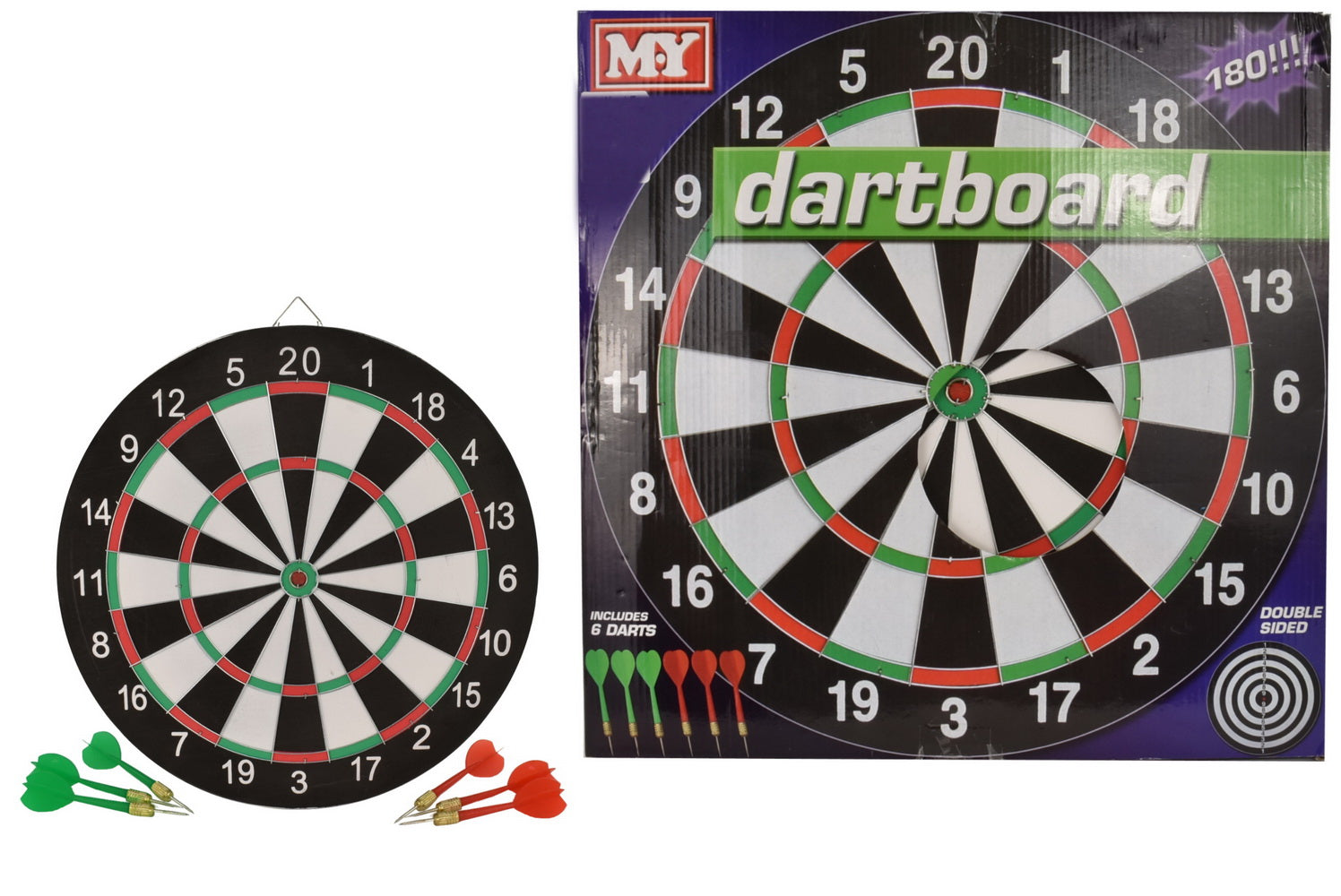 MY 17 INCH / 43CM DART BOARD WITH 6 DARTS. TY9889 \\\KD12091