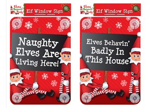 NAUGHTY ELVES ARE LIVING HERE WINDOW SIGN STICKER. 524046 \\\KD12100