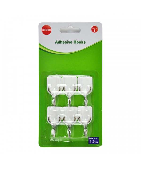 6 MINI ADHESIVE HOOKS. AK003 \\\KD12140