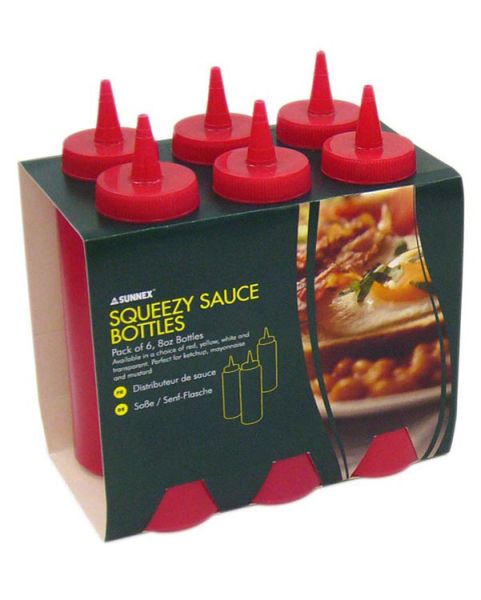SUNNEX SQUEEZY SAUCE BOTTLE RED 12OZ 6/PK. M030016R \\\KD12149