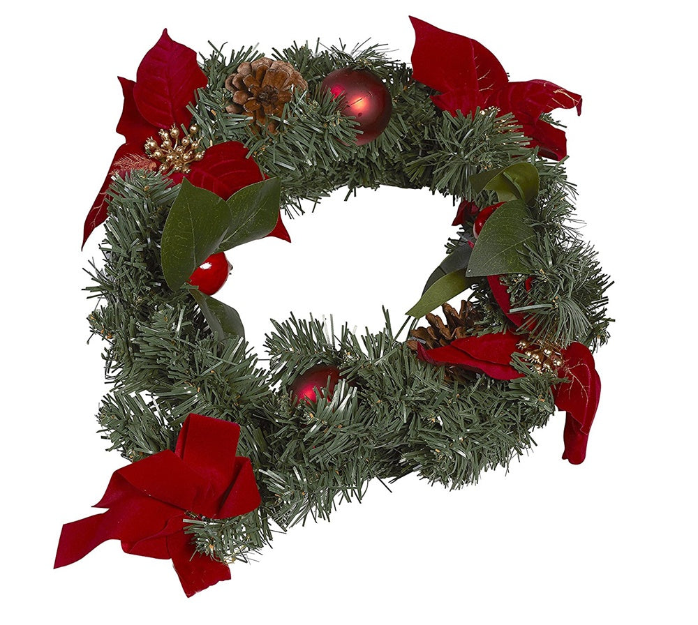 POINSETTIA FLOWER CHRISTMAS WREATH 40CM. 871125249094 \\\KD12181
