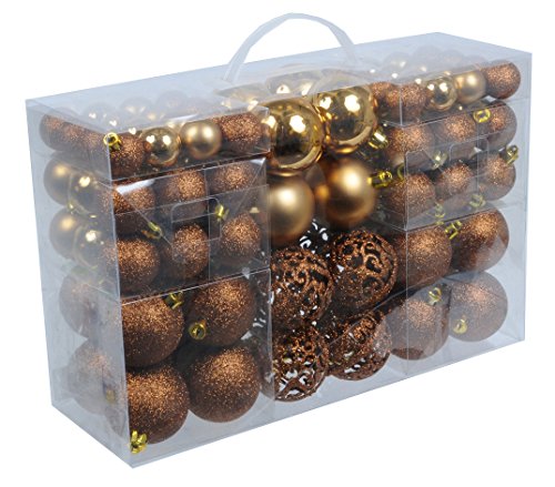 100 BRONZE BROWN CHRISTMAS DECORATION BAUBLES IN PVC BAG. 871125298582 \\\KD12187