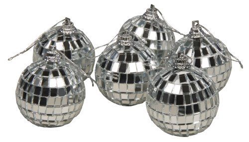 CHRISTMAS SILVER MINI DISCO MIRROR BAUBLES BALL 50MM 6/PK. 871125298822 \\\KD12189