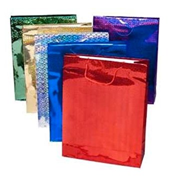 HOLOGRAPHIC LARGE GIFT BAG PACK OF 2 ASSORTED. TA8456 \\\KD12220