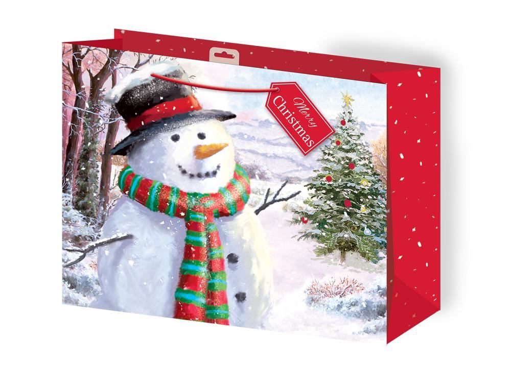 PAINTED SNOWMAN GLITTER LARGE BAG. XBNSNL \\\KD12233