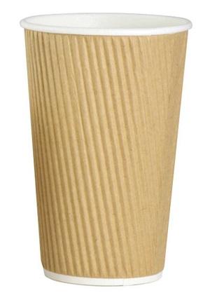 BROWN KRAFT RIPPLE WALL HOT DRINK 25 CUP ( 453ML / 16OZ). 10441.16 \\\KD12259