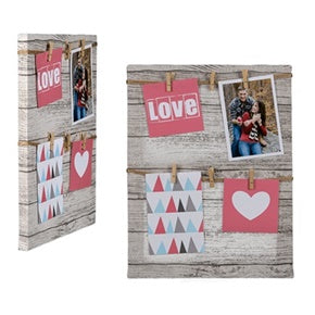 WOOD EFFECT CANVAS 6 MINI PEGS PHOTO PICTURE FRAME 30CM X 40CM. 942155 \\\KD12354