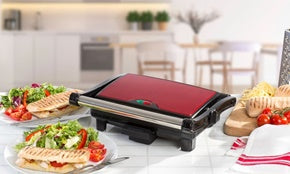 RED STAINLESS STEEL FINISH PANINI PRESS TXG043D \\\KD12365