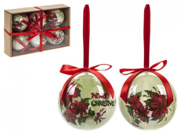 6 POLY BAUBLES POINSETTIA. PI513302 \\\KD12403