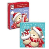 12 SQUARE CHRISTMAS GREETINGS CARDS - CUTE BEARS. XAGGC807 \\\KD12412