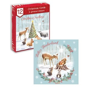 12 CHRISTMAS GREETINGS CARDS - WOODLAND SCENE. XAGGC813 \\\KD12415