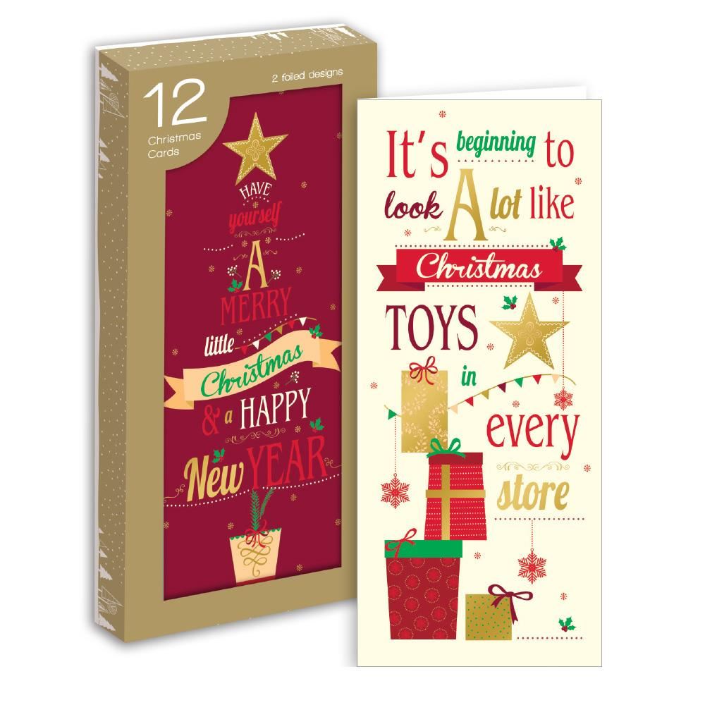 12 CHRISTMAS PORTRAIT GREETINGS CARDS - XMAS TREE & GIFTS. XAGGC902 \\\KD12420