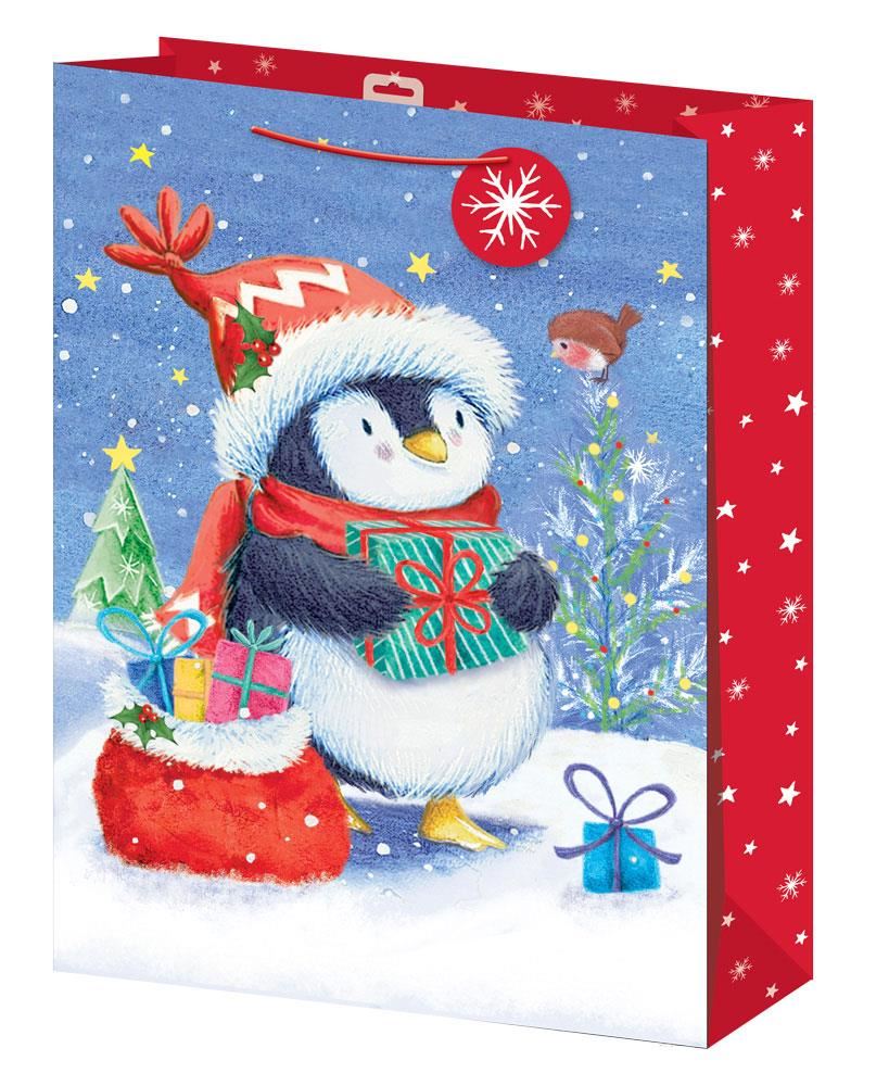 CHRISTMAS CUTE PENGUINS EXTRA LARGE GIFT BAGS. XAGGBX127 \\\KD12429