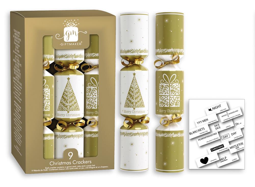 GIFTMAKER CHRISTMAS CREAM & GOLD CRACKERS 9/PK. XAJGS200 \\\KD12433