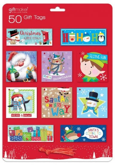 NOVELTY CHRISTMAS KIDS GIFT TAGS PACK OF 50. XAGGT209 \\\KD12435
