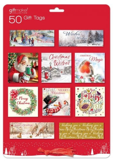 GIFTMAKER TRADITIONAL CHRISTMAS GIFT TAGS 50/PK. XAHGT208 XAGGT208 \\\KD12436