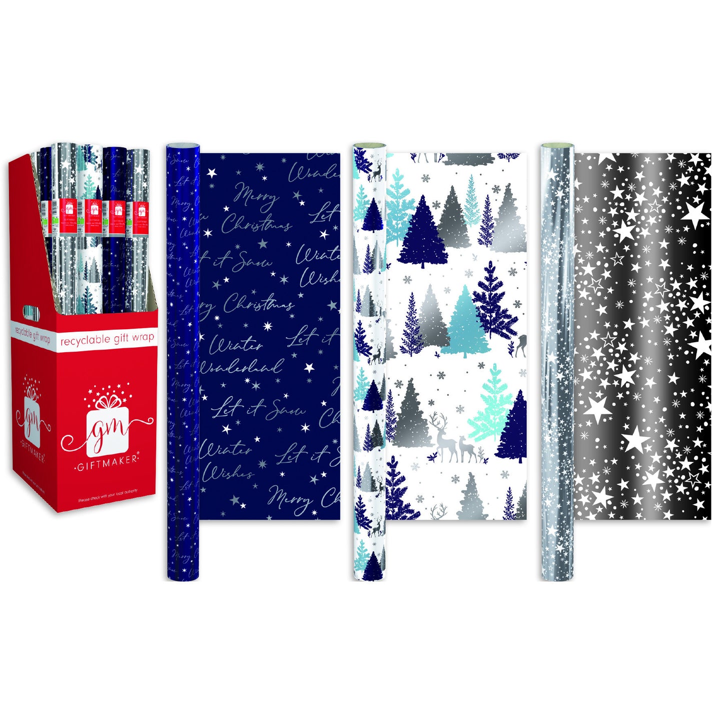 GIFTMAKER CHRISTMAS ELEGANT ICE FOIL GIFT WRAP ROLL 69CM X 1.5M. XAMGW113 \\\KD12439