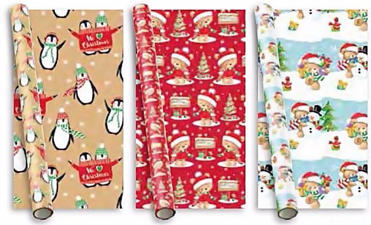 CHRISTMAS CUTE GIFT WRAP 5M. XAGGW107 \\\KD12441