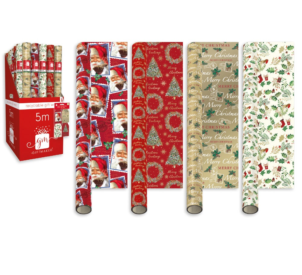 GIFTMAKER CHRISTMAS ELEGANT TRADITIONAL GIFT WRAP 69CM X 4M. XALGW100 \\\KD12442