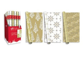 CHRISTMAS CLASSIC GOLD & CREAM GIFT WRAP ROLL69CMX5M. XAGGW103 \\\KD12443