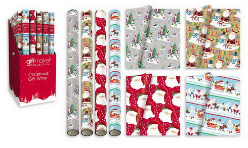 GIFTMAKER CHRISTMAS SANTA & FRIENDS CUTE GIFT WRAP ROLL 69CM X 4M. XAPGW106 \\\KD12446
