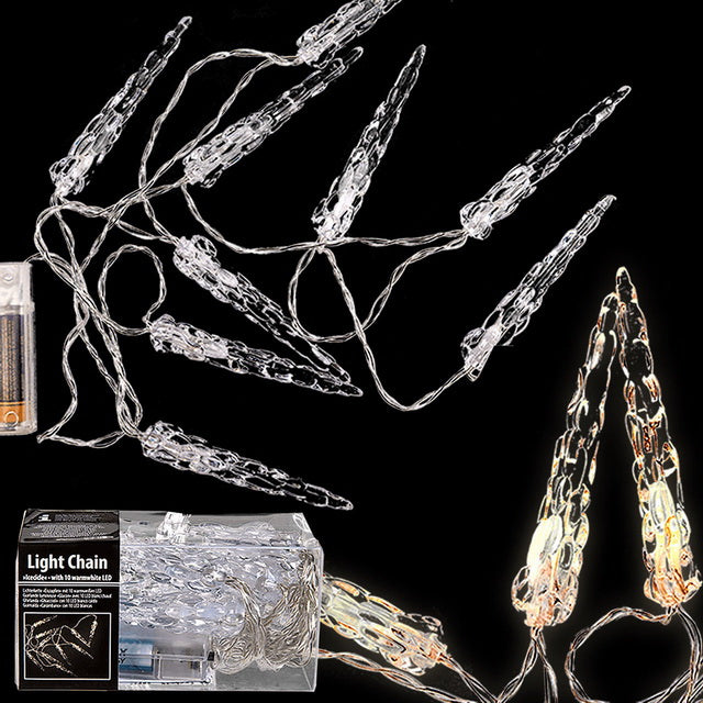 BATTERY OPERATED 10 ICICLE WARMWHITE DECORATION LIGHT (10CM X 1.8M). 960274 \\\KD12485
