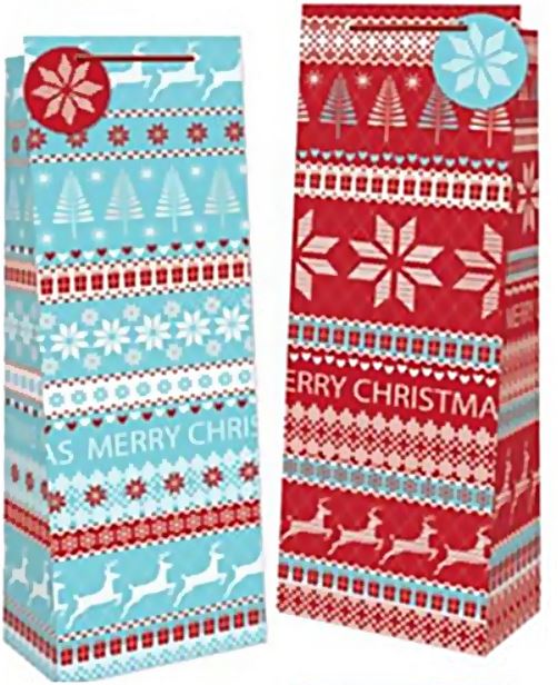 CHRISTMAS BOTTLE GIFT BAG KNIT PATTERN. 8676 \\\KD12489