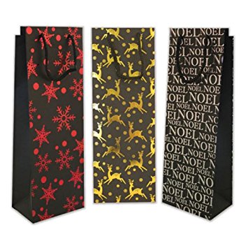 DELUXE CHRISTMAS BLACK BOTTLE BAG. 8910 \\\KD12490