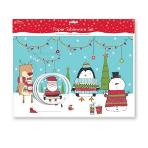 18 PCS CUTE CHRISTMAS PAPER TABLEWARE SET (6 PLACEMATS - 6 COASTERS & 6 CUTLERY HOLDERS). XPAMAT \\\KD12512
