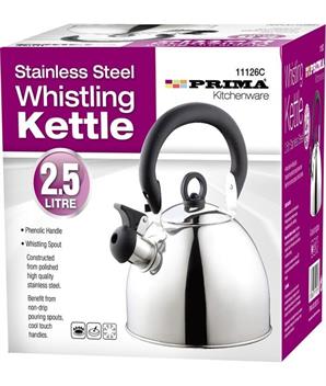 PRIMA STAINLESS STEEL WHISTLING KETTLE 2.5 LITRE. 11126 \\\KD12539