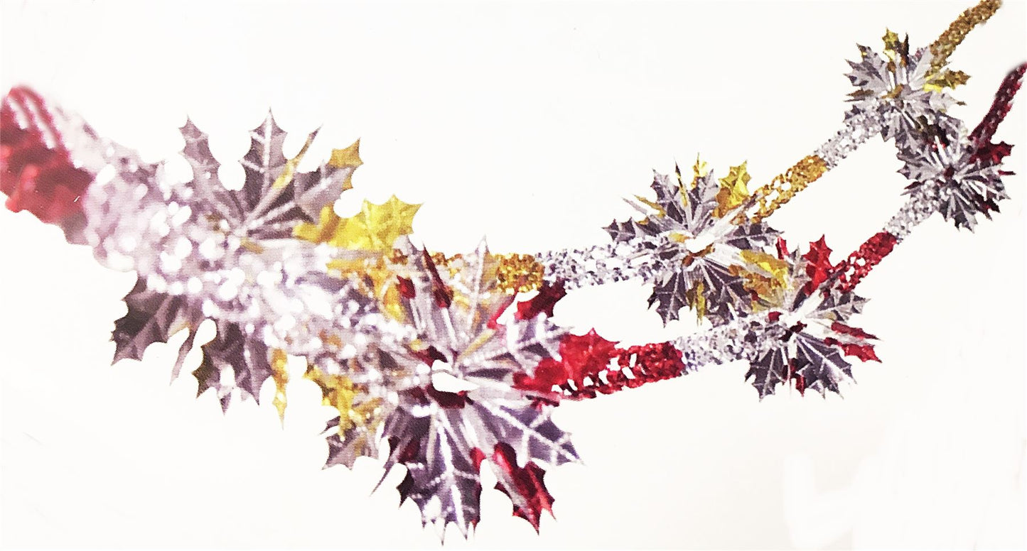 2 CHRISTMAS HOLLY FOIL GARLAND. HBA020 \\\KD12581