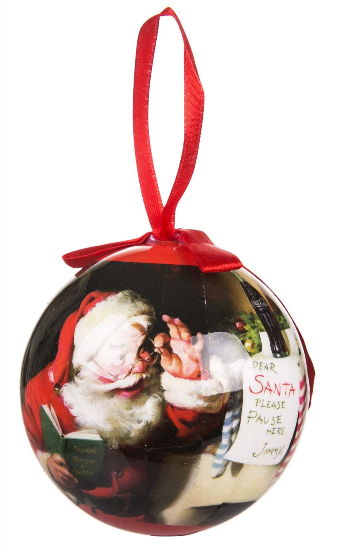 COCA COLA CHRISTMAS TREE BAUBLE WITH SANTA. COCO0014B \\\KD12593