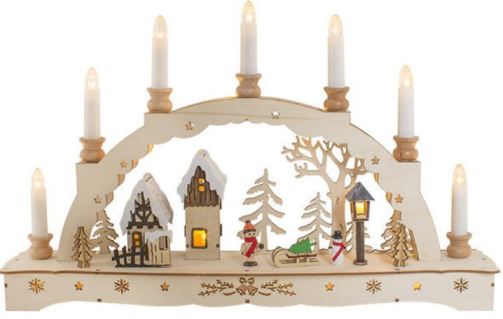 BATTERY OPERATED NATURAL WOODEN CHRISTMAS SCENE 18 LED. BML76310 \\\KD12605