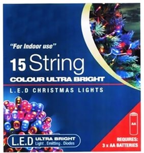 BATTERY OPERATED 15 MULTICOLOUR LED LIGHTS. BML72380 \\\KD12612