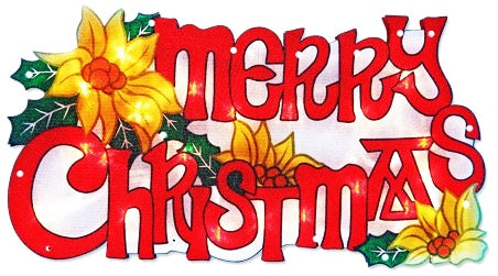 BATTERY OPERATED MERRY XMAS WINDOW METALLIC SILHOUETTE SIGN - - 20 WHITE LED LIGHTS. BML70350 \\\KD12615